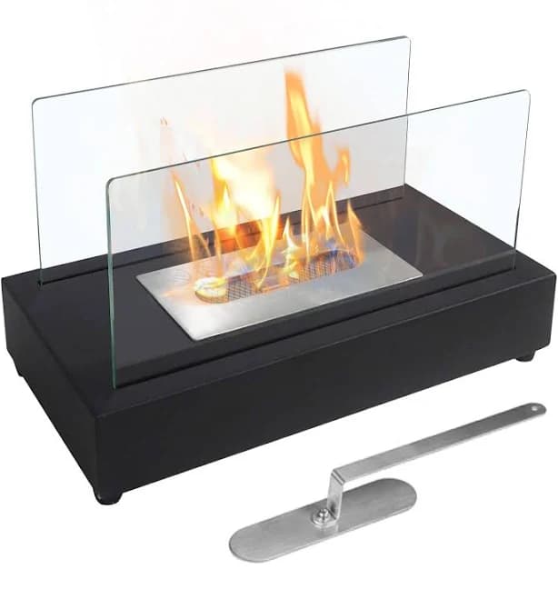 APRILSOUL - Rectangle Tabletop Bio Ethanol Fireplace Indoor OutdoorPortable Table Top Fire Pit Fuel Bioethanol Burner Heater - Black