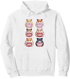 Cute Hamster Heart Hands Kawaii Love Design Pullover Hoodie