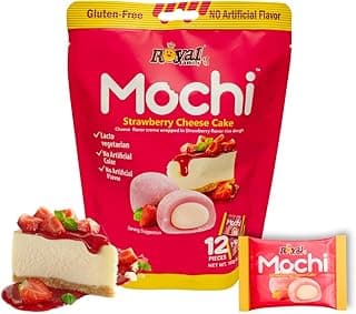 Japanese Mochi Strawberry Cheesecake Flavor- No Artificial Colors or Flavors, Lacto Vegetarian, 12 Pieces Individually wrapped (6.35oz/Pack of 1)
