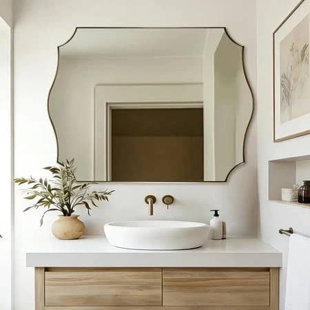 36 inchx48 inch Gold Vanity Mirror, Large Bathroom Mirrors for Wall, Antique Champagne Bronze Mirror in Anti-Rust Stainless Steel Thin Frame, Elegant