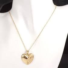 Solid 14K Yellow Gold Serenity Prayer Footprints Heart Love Pendant Necklace | eBay