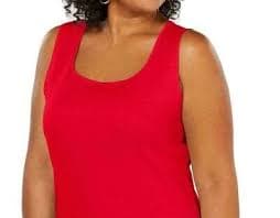 F41 Karen Scott Plus Women's Size 3X Cotton Tank Top Sleeveless Red New | eBay