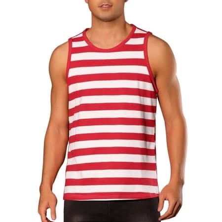 Men's Sleeveless Striped Crew Neck Tank Top
