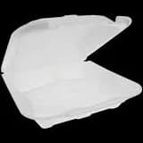 Styrofoam Hinged Clamshell 9*9*2.75 3 Compartment 150/Case - White