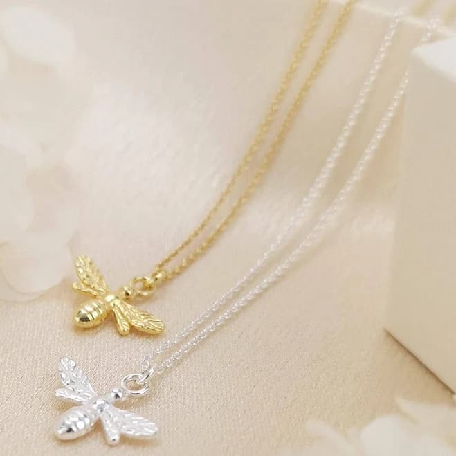 Sterling Silver Bee Pendant Necklace