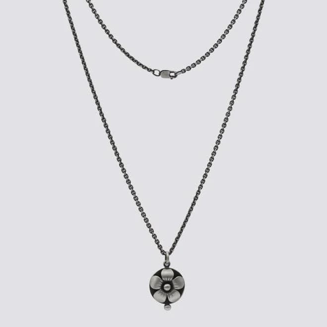 Sterling Silver Flower Pendant Necklace