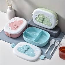 1 -grid lunch box, microwave oven heating pp bento box, oval cute cartoon portable plastic meal box, home kitchen supplies for teenagers and workers at school, classroom, canteen, back to school -