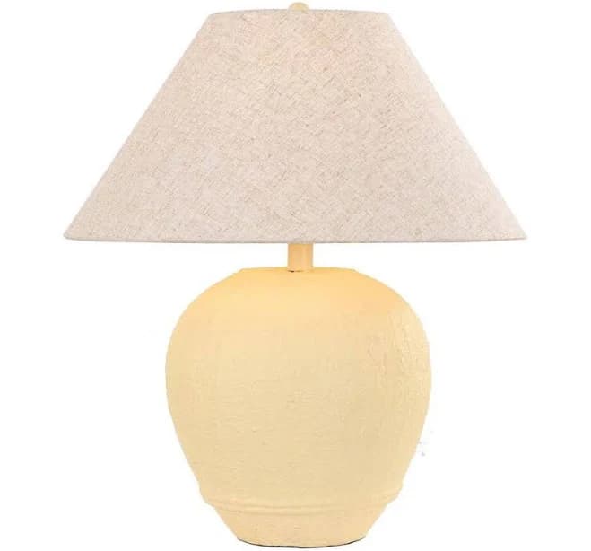 Uixe 21.6 in. Cream Ceramic table lamp with cone-shaped lampshade