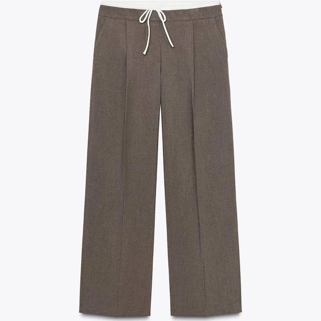 Zara Women's Wide-leg Pants with Double Waistband