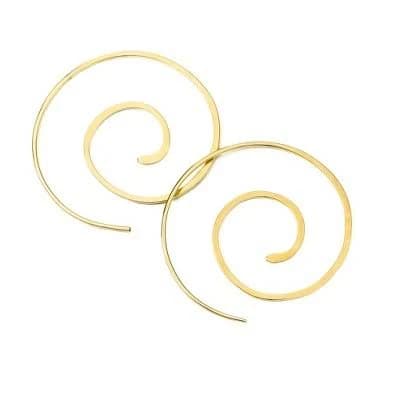 Lotus Stone Jewelry Large Spiral Hoop Earrings Gold