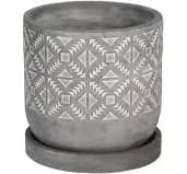 Sagebrook Home 6 Inch Diamond Pattern Planter with Saucer