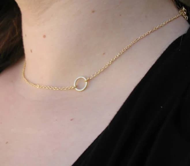 Dainty Gold Circle Charm Necklace