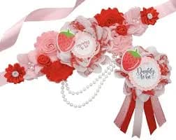 Pink and Red Strawberry Mommy to be Baby Shower Maternity Sash - Mommy Sash Only