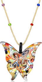 18kt Gold Over Sterling Murano Glass Butterfly Pendant Necklace