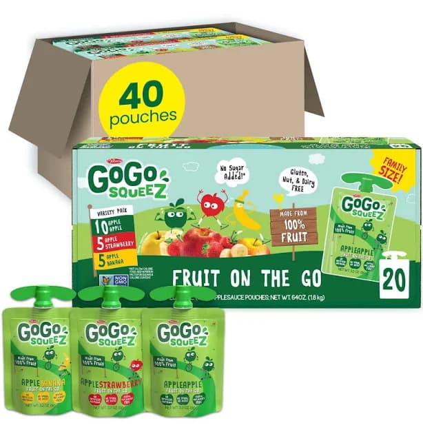 Apple Banana, And Apple Strawberry Snack Pouches Variety Pack