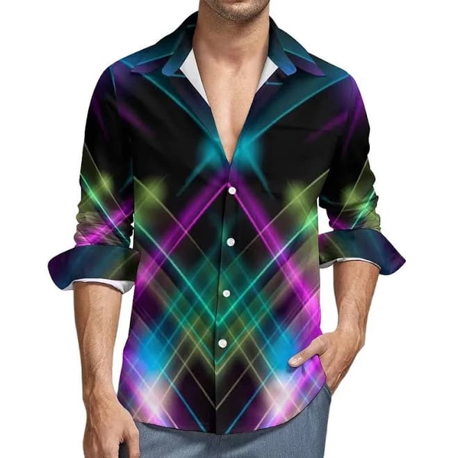 Men's Casual Long Sleeve Button Down Shirt with Pocket