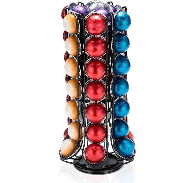 Nespresso Vertuo Pod Holder Carousel Stand With 360-Degree Rotation, Durable Iron Storage Organizer For 60 Coffee Capsules VIRBEIHUO