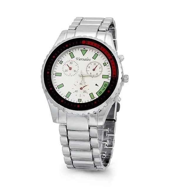 Mens Silver Link Band Silver Dial Quartz Bracelet Watch