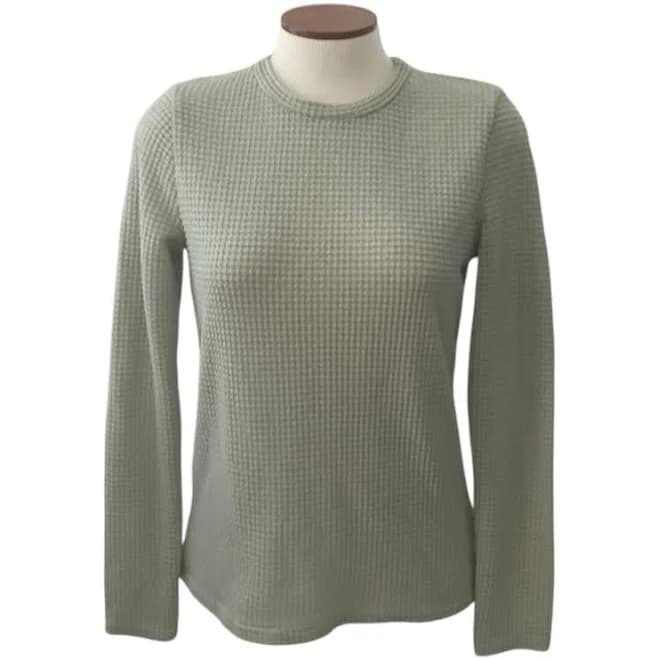 Women's Waffle Knit Cotton Long Sleeve Top