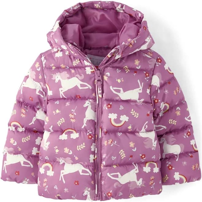 The Children's Place Toddler Girls Hooded Zip-Up Puffer Jacket
