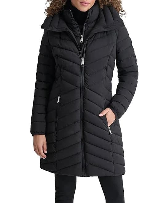 Dkny Women's Bibbed Packable Puffer Coat