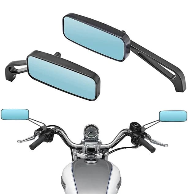 Universal Rectangle Motorcycle Rear View Side Mirrors For Honda Yamaha Kawasaki | Black | Aluminum | Right/Left | 1 Year Warranty | Screws