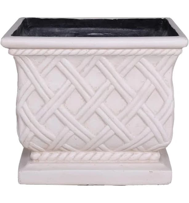 MPG 17.75 in. Square Old Stone Cast Stone Lattice Planter