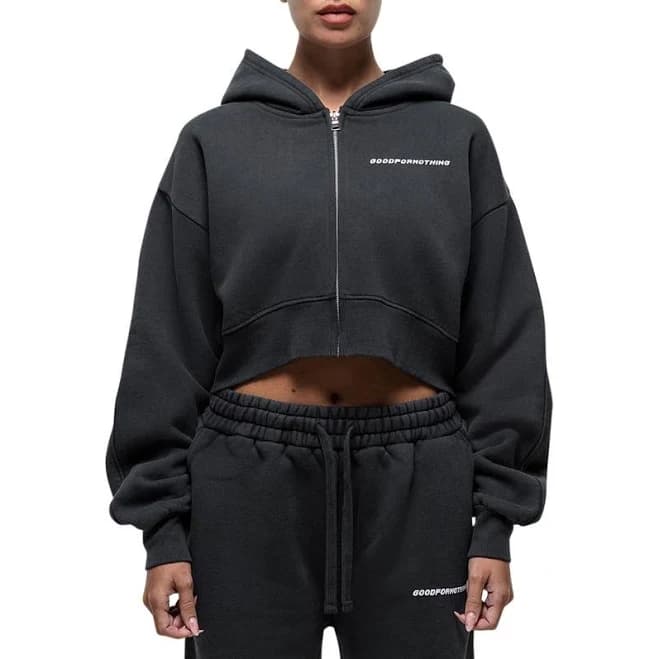 Good For Nothing Women's Vintage Crop Zip Hoodie