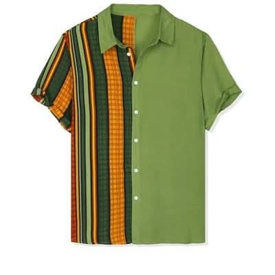 Lars Amadeus Men's Irregular Geometric Button Down Shirt