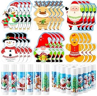 48 Pcs Christmas Lip Balm and Facial Masks Gifts Bulk Christmas Stocking Stuffers Lip Balms Favors Skincare Spa Face Sheet Masks Skincare Set Winter Holiday Gifts Supplies for Women Spa Party