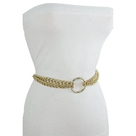 Women's Gold Metal Chain Link Center Ring Charm
