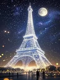 5D Diamond Painting Kits for Beginners, Eiffel Tower Diamond Art Kits for Adults, DIY Landscape Full Round Drill Paint by Diamonds Dot Gem Art for