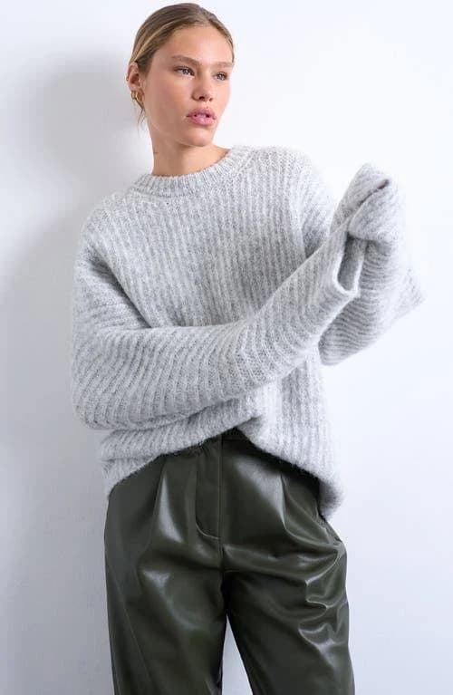 Topshop Oversized Rib Knit Balloon Sleeve Sweater