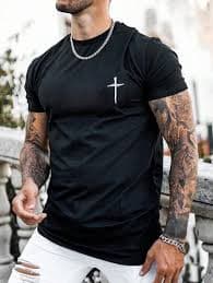 Men's Cross Print Casual Round Neck Short Sleeve T-Shirt | SHEIN USA