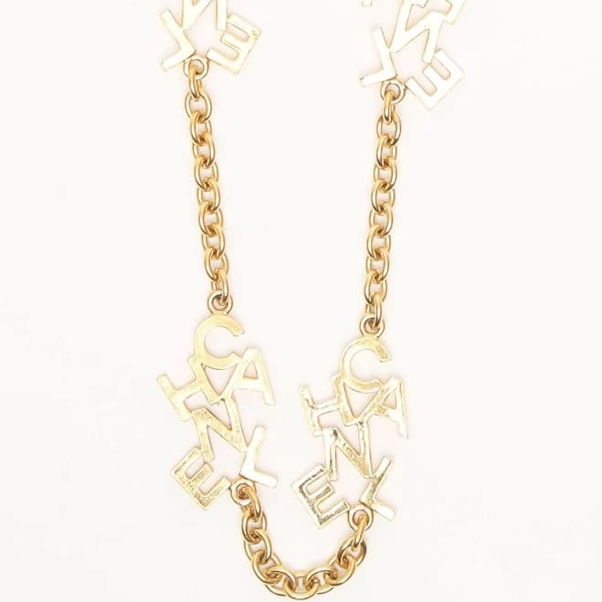 CHANEL Logo Charm Gold-Plated Necklace