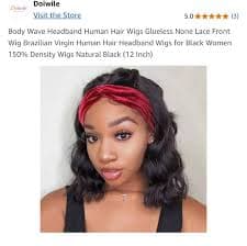 NEW Headband Human Hair Wigs 12” natural black plus free gifts - Product Details
