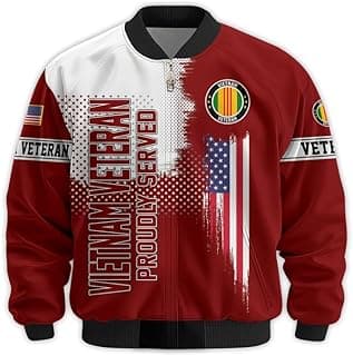 Vietnam Military Veteran Jackets - Military Bomber Jacket, Premium Waterproof Coat, Veterans Day Gift, Full Size S - 6XL