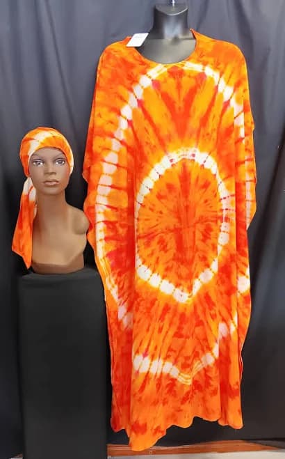 African Inspired Tye Dye Kaftan with Headwrap