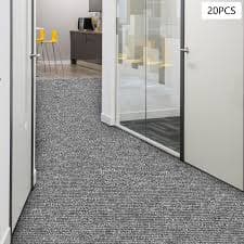 20PCS Carpet Tiles, 20" x 20" Square Floor Mats with PVC Padding for Office Bedroom Living Room Indoor Outdoor, 0.24" Pile Height(53.85 sqft/Box) (Dark Grey) - Amazon.com