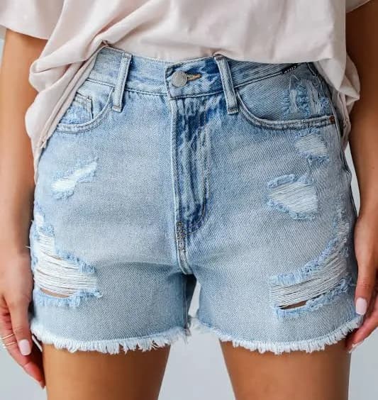 DressUp High-Rise Distressed Denim Shorts