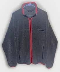 Patagonia Retro Pile Fleece Jacket Women's Large Full Zip Gray/red Trim