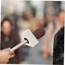 Amazon.com: Tofficu 1set Abs Triangular Microphone Logo Flag Station Portable Mic Stand Blank for Custom for Events and Broadcasts : Everything Else