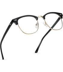 Amazon.com: SOAR&EAGLE 3 Pack Blue Light Blocking Glasses,Computer Gaming Glasses,Retro Semi Rimless UV400 Clear Lens Computer Eyewear For Men/Women (Bright black gold/Amber gold/Crystal gold) : Health & Household