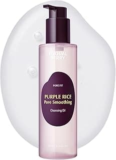EQQUALBERRY Purple Rice Pore Smoothing Cleansing Oil – Deep Cleansing for Pores & Blackheads | Korean Oil Cleanser for Face & Makeup Remover | Hydrating & Soothing Formula, 6.76 fl.oz