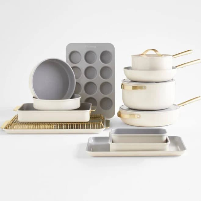 Caraway Cream Ceramic Non-Stick Full Kitchen Cookware & Bakeware Set | Crate & Barrel
