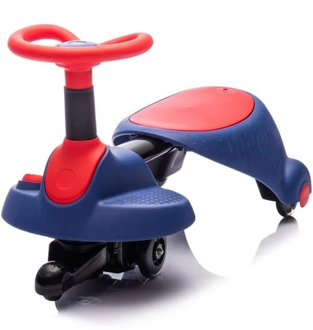 6V Kids Ride On Electric Wiggle Car,Flashing & Shock-absorbing PU Wheels,Retractable,Steering Wheel Rotates 360,Bluetooth