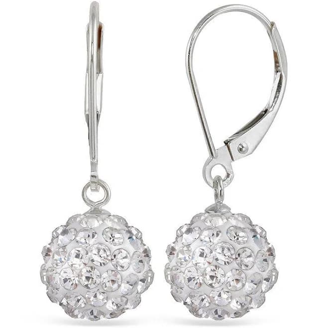 Sterling Silver Crystal Ball Drop Earrings