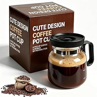 16 Oz Glass Coffee Pot Mug with Spill Proof Lid, Heatproof Clear Cup for Travel & Office, Gift for Coffee Lovers (1 Pack)