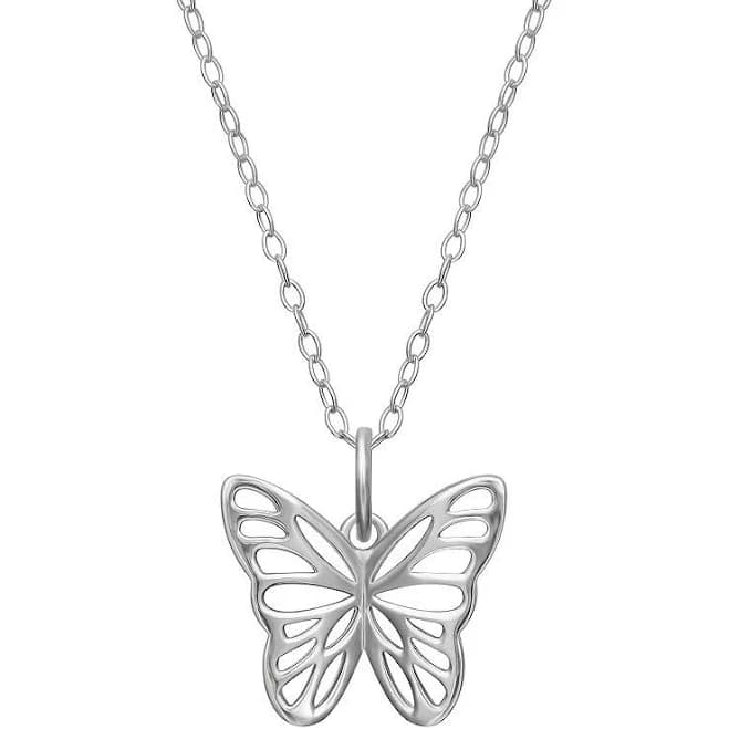 Primrose Women's Sterling Silver Cutout Butterfly Pendant Necklace