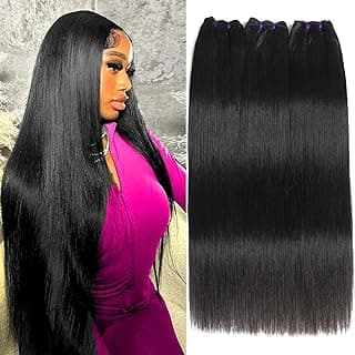 Beauty Queen Raw Straight Bundles Human Hair (22 24 26 Inch) 100% Unprocessed 16A Brazilian Human Hair Bundles Straight Virgin Hair Sew In 3 Bundles Thick Hair Extensions Natural Color
